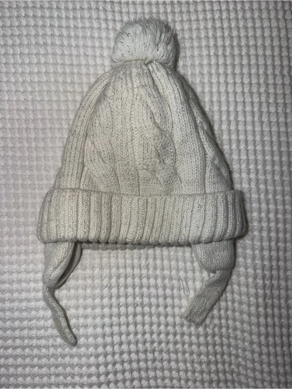 Tommy Hilfiger Baby Cable Knit Trapper Beanie Hat 12-18M Pom Pom